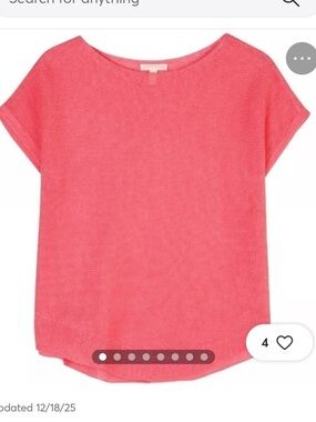 Eileen Fisher Organic linen Fine Gauge Short Sleeve Size Medium Top Watermelon
